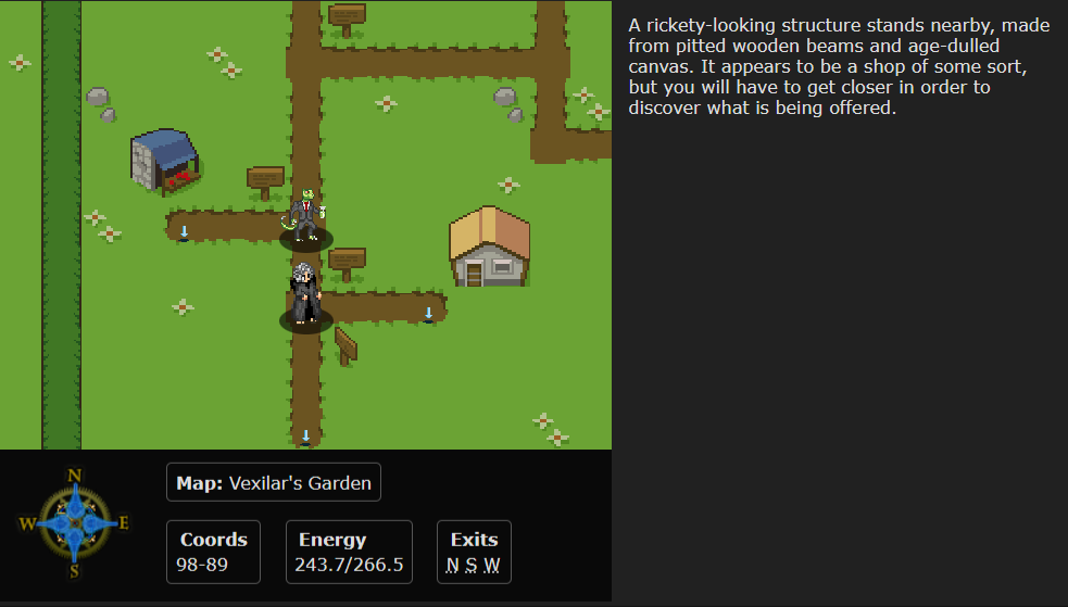 Approaching a shop in Vexilar's Garden in Chronicles of Denzar