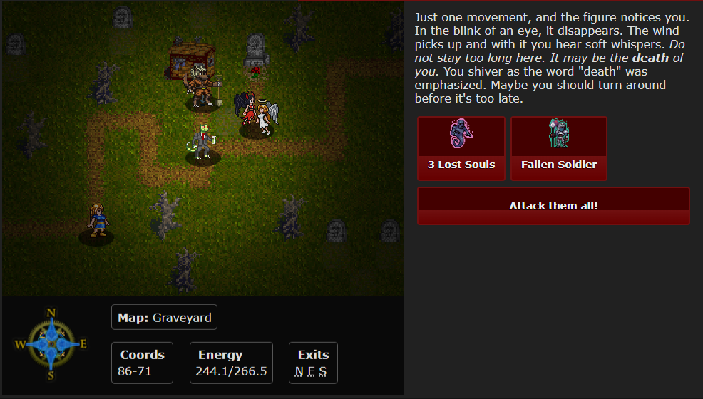 A shadowy graveyard encounter in Chronicles of Denzar