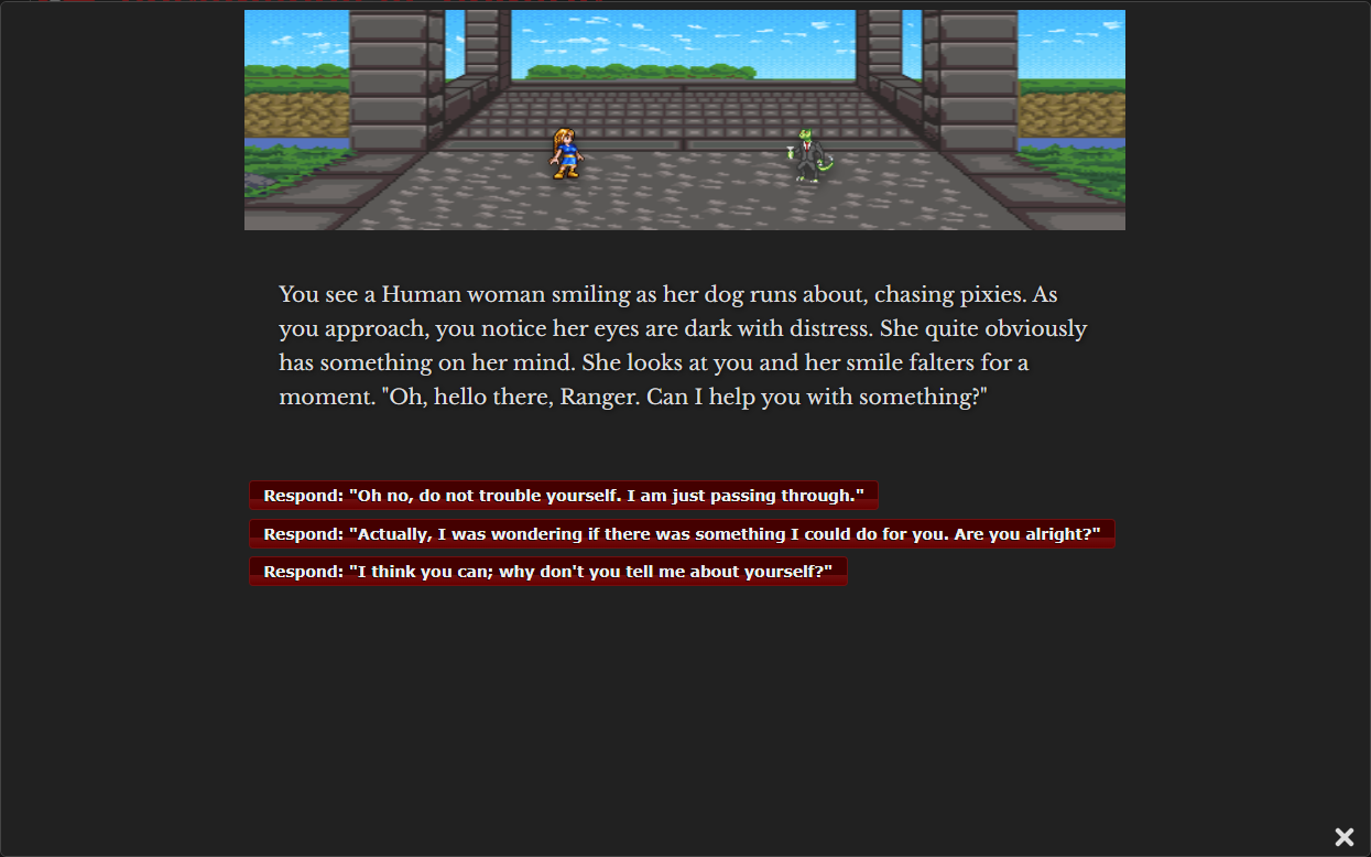 A quest dialogue with a Human villager in Chronicles of Denzar